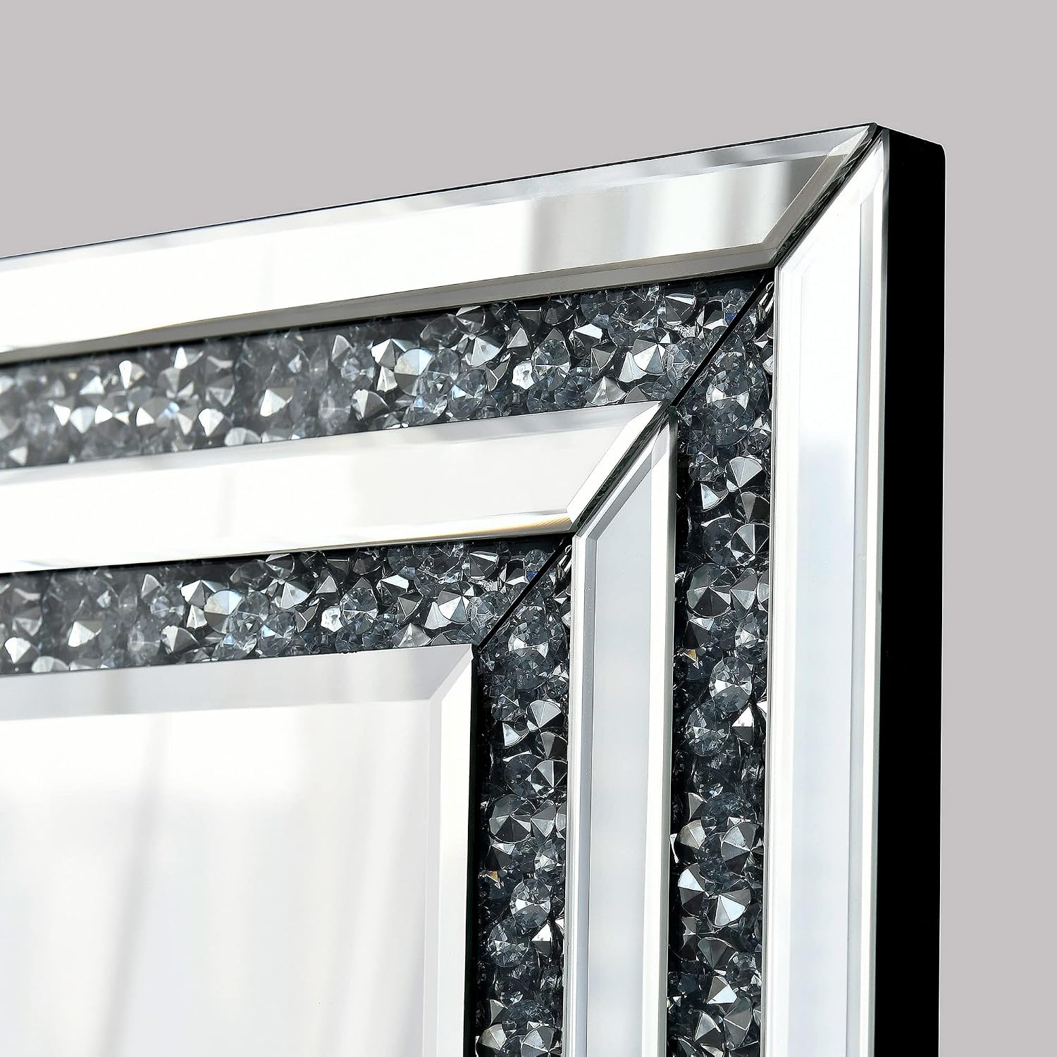 Modern Diamond Crush Framed Full-Length Standing Mirror