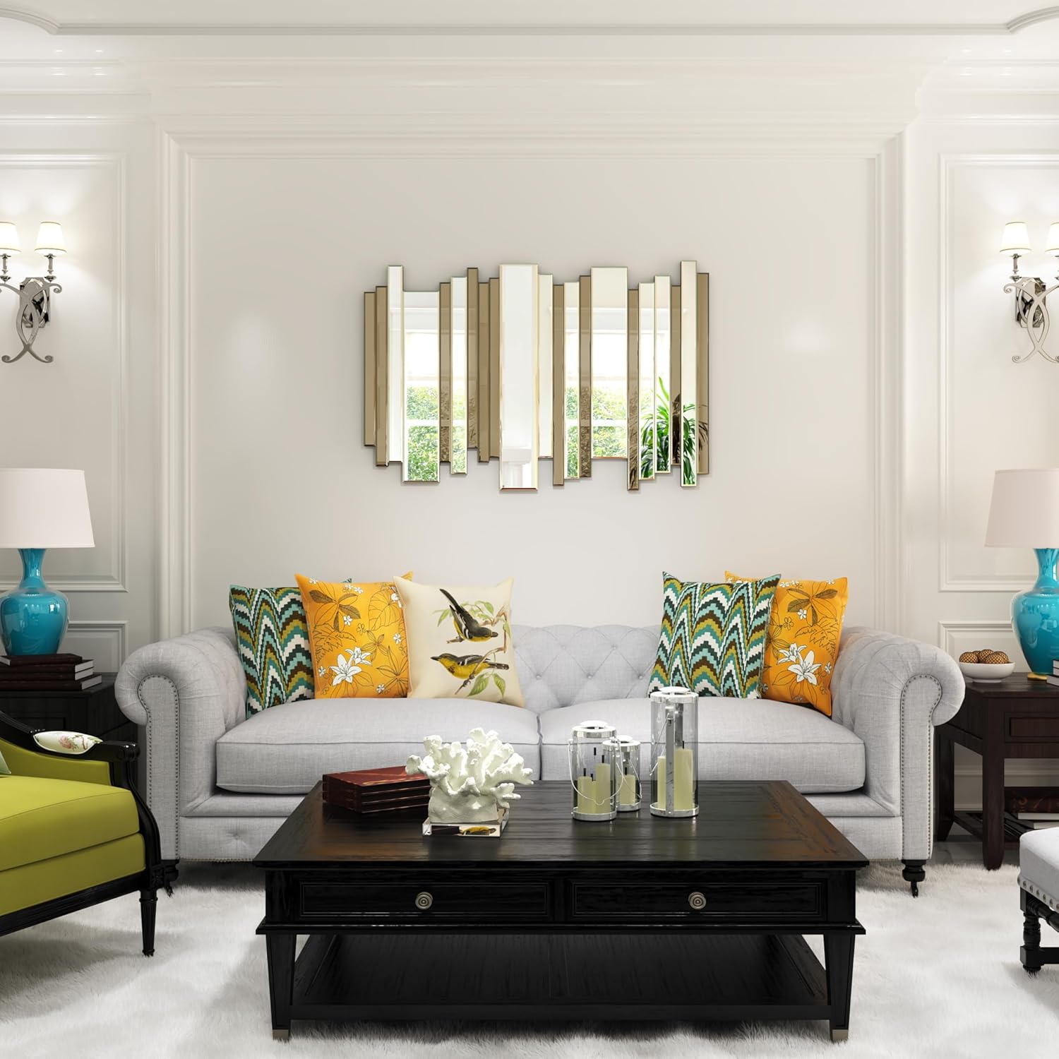 Stripe Wall Mirrors Decorative Brown Mirror