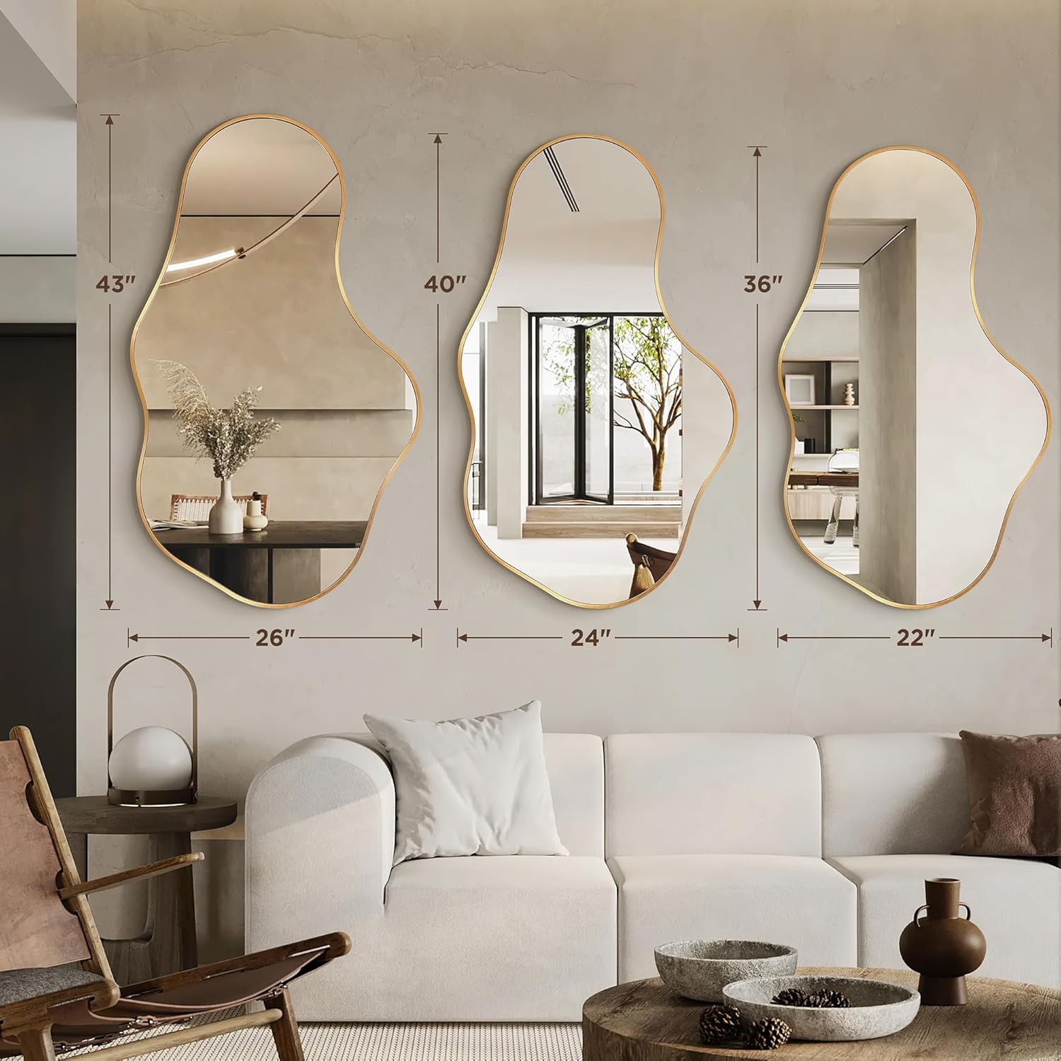 Irregular Metal Framed Wall Rectangular Mirror