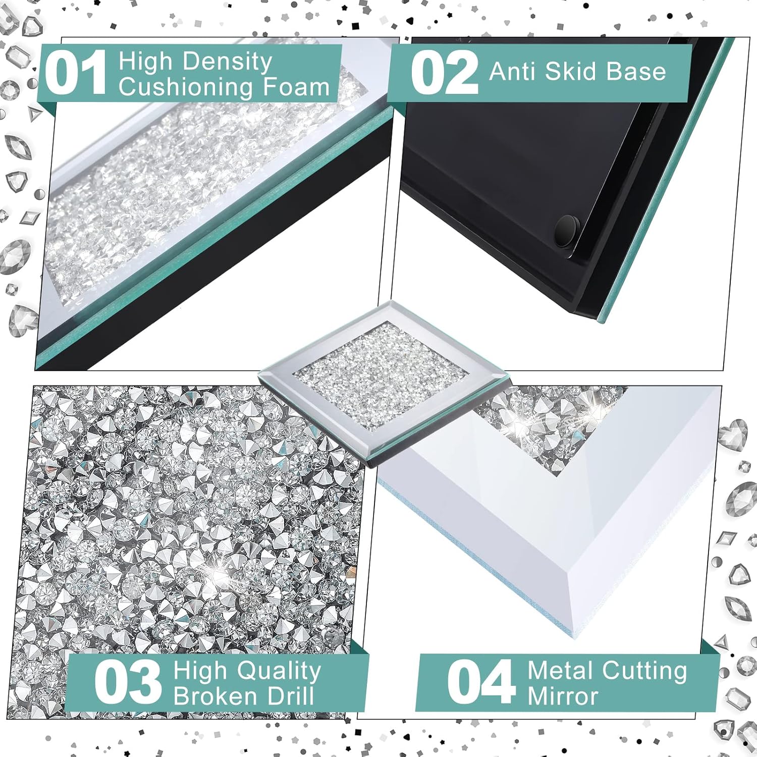 Square Glass Mirrored Coaster 4 pc