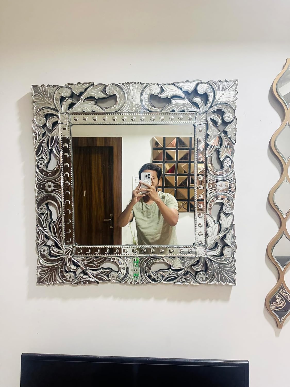Square Venetian Rectangle Wall Mirror Handmade Finished