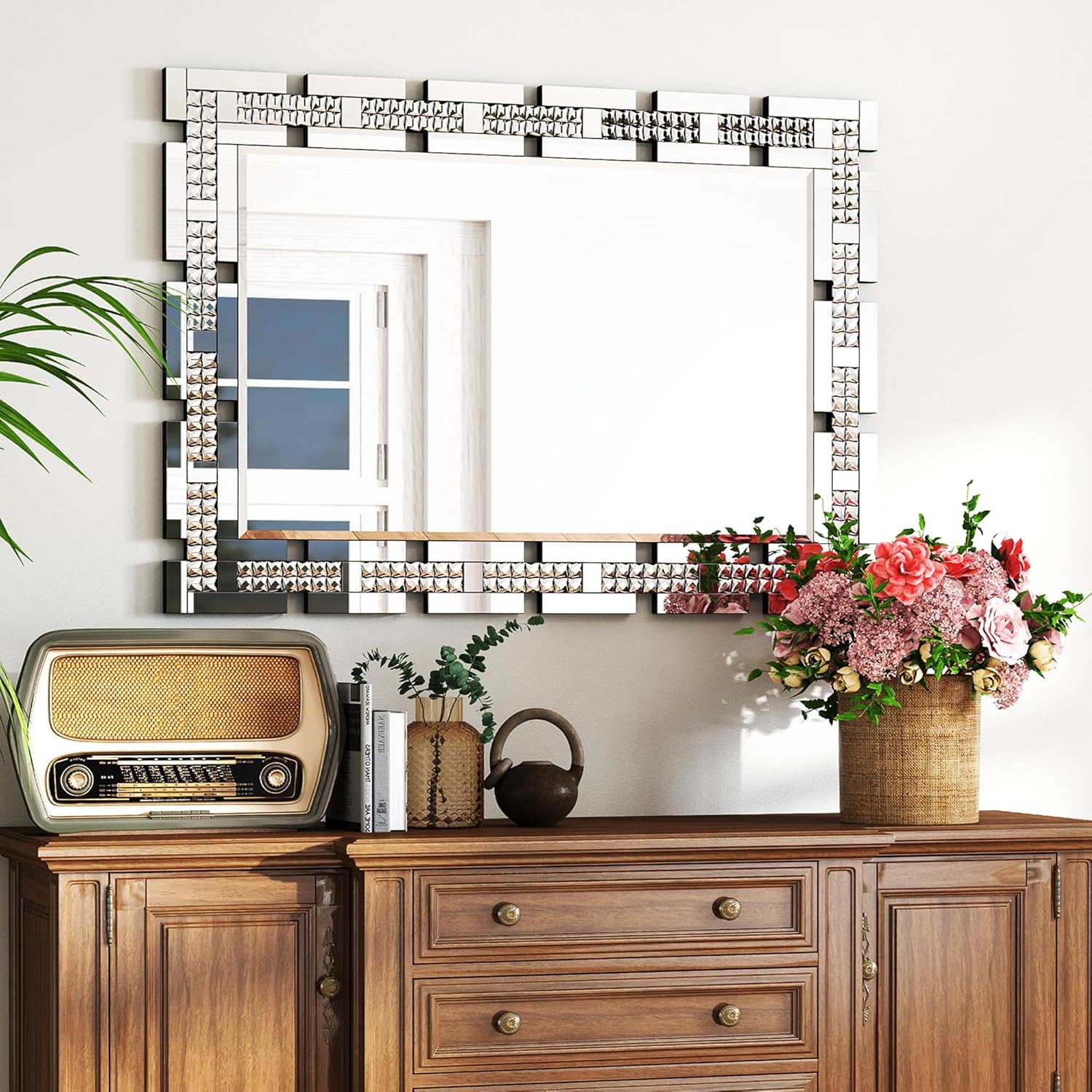 Crystal Decorative Wall Mirror 36" x 24"