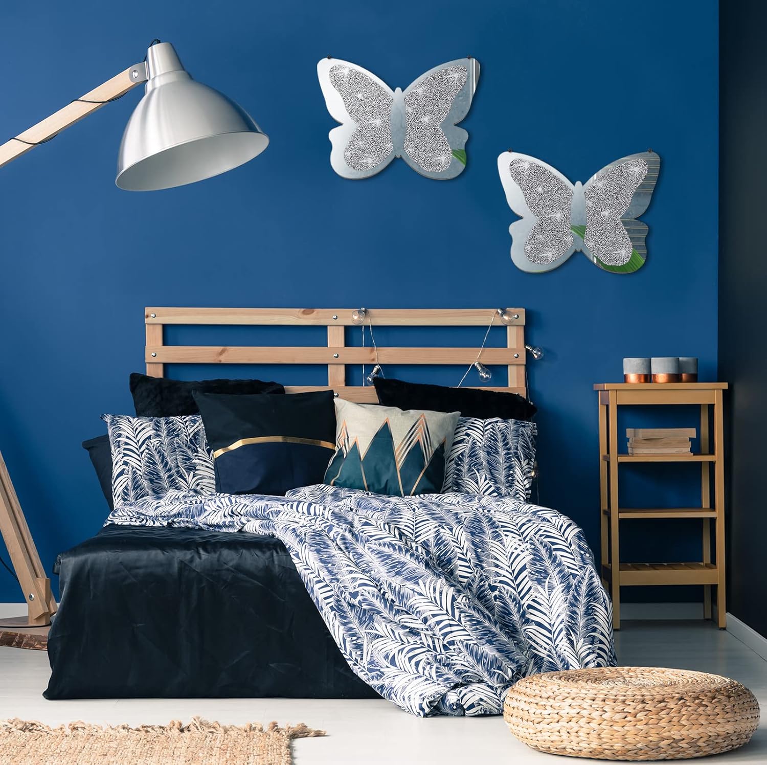 2 Pieces Butterfly Shaped Mirror Crystal Decor(11.8 x 8.8 Inch)