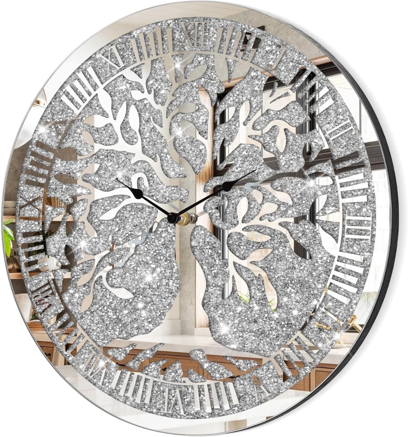 Crushed Diamond Mirrored Wall Clock