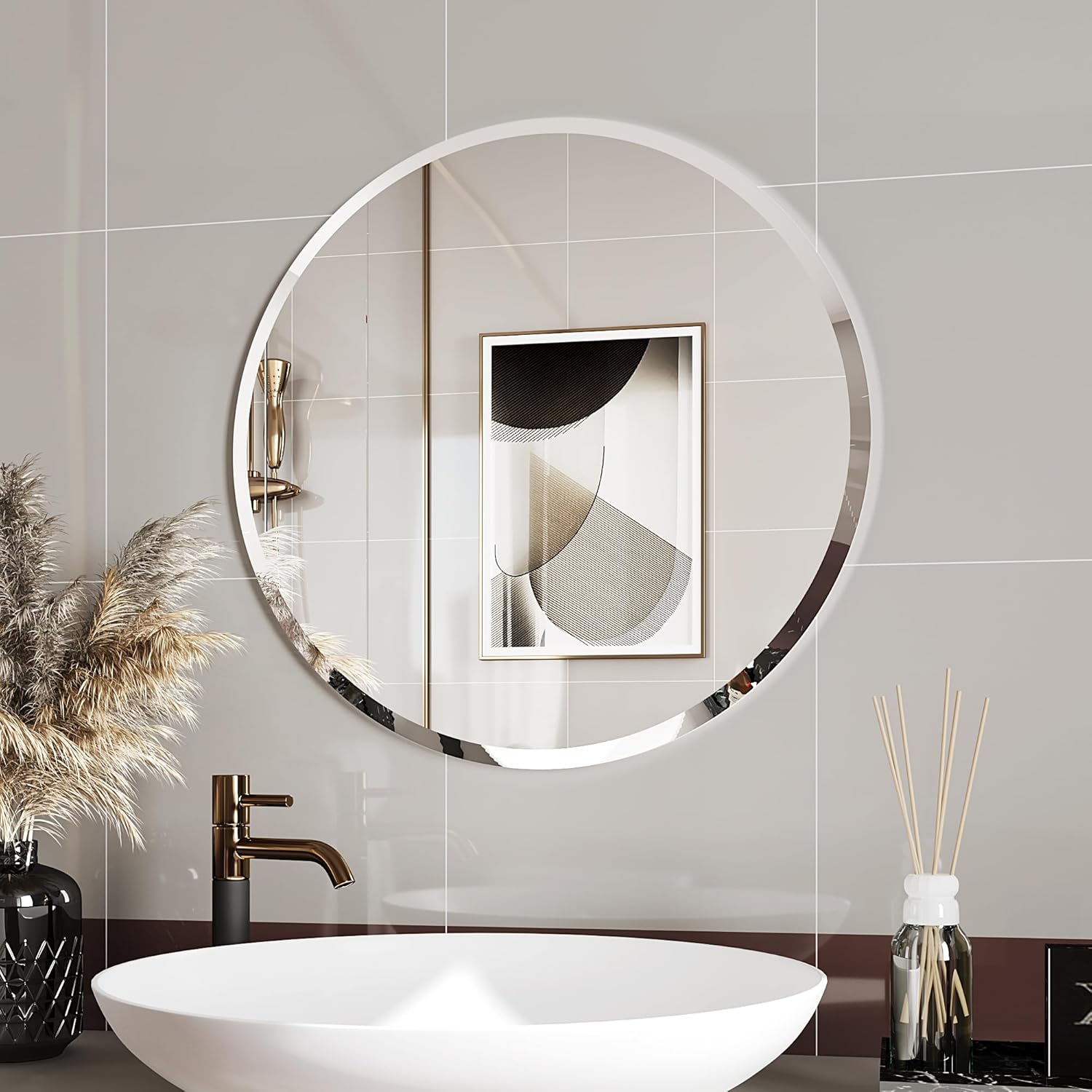 Frameless Bathroom Round Mirror