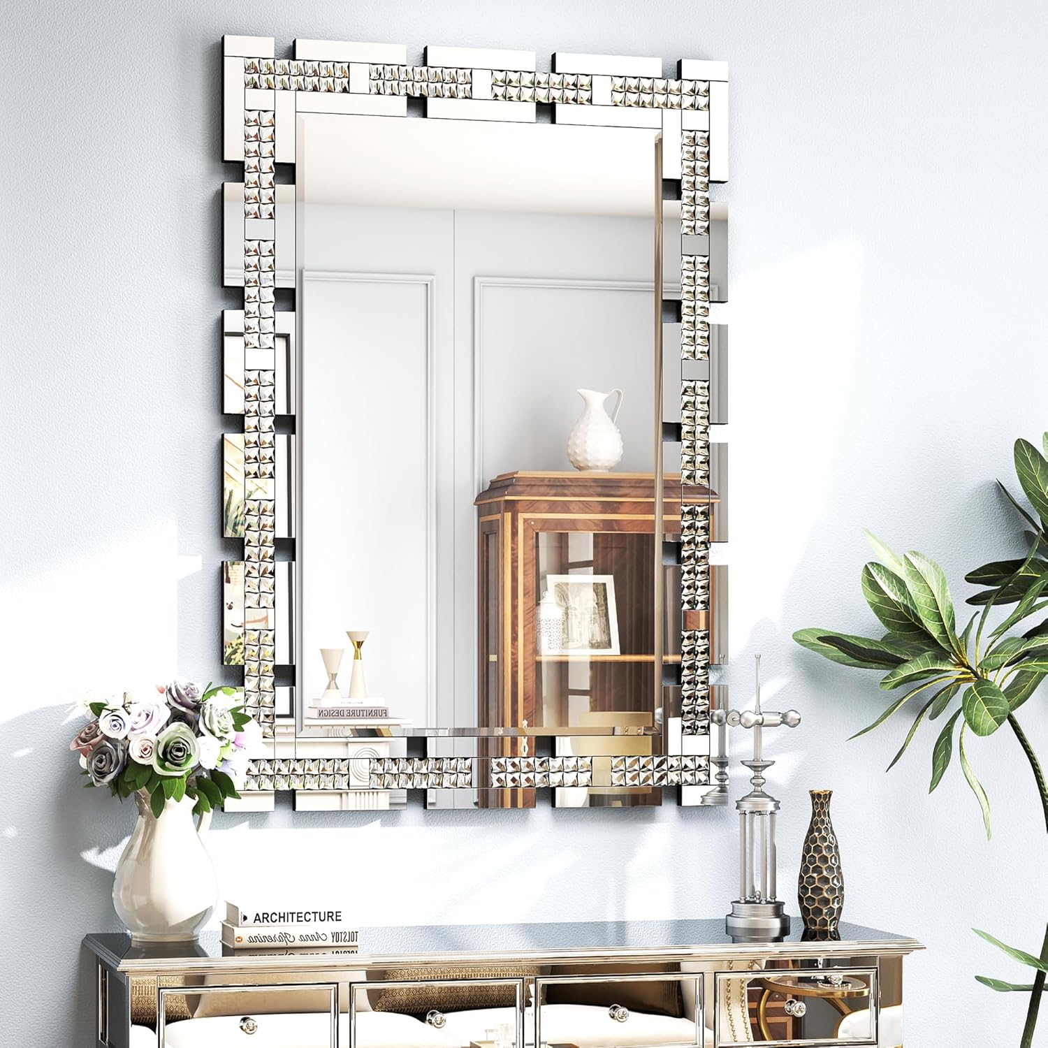 Crystal Decorative Wall Mirror 36" x 24"