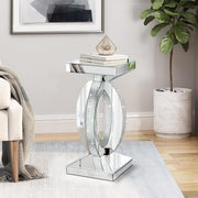 Silver Mirrored End Table with Crystal Inlay