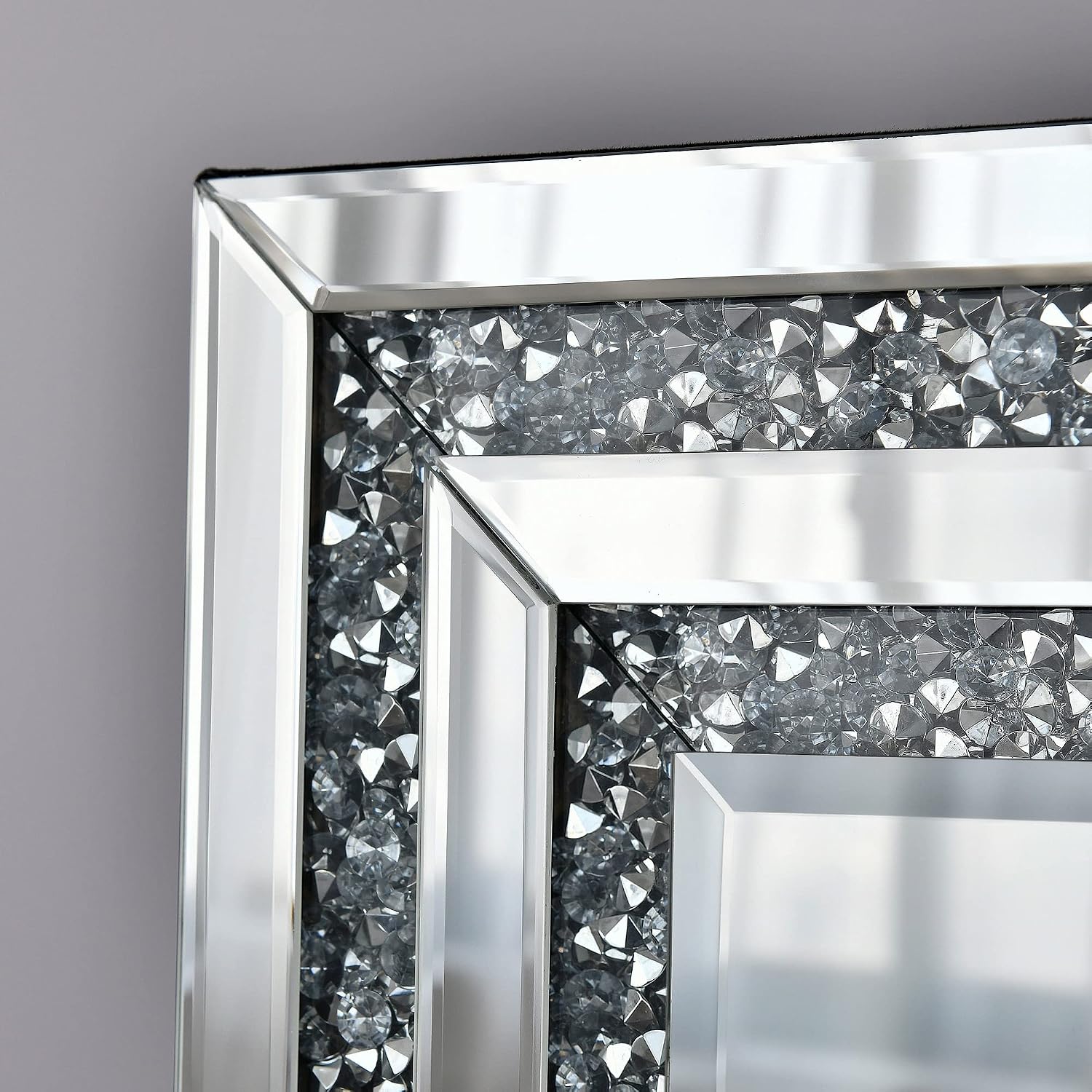 Modern Diamond Crush Framed Full-Length Standing Mirror