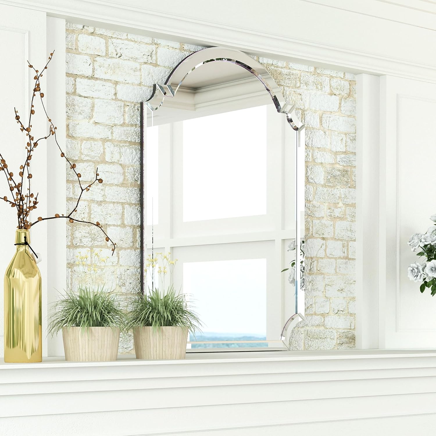 Chende 22" x 34" Arched Decorative Wall Mirror