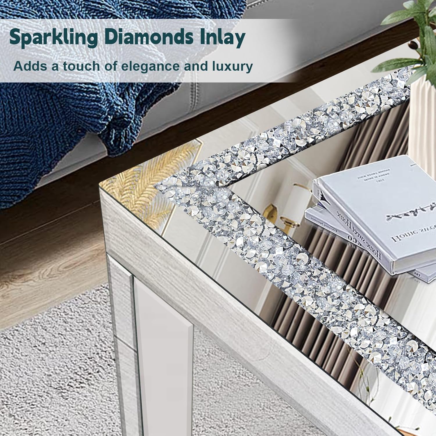 Rectangle Glass Centre Table with Mirrored Finish