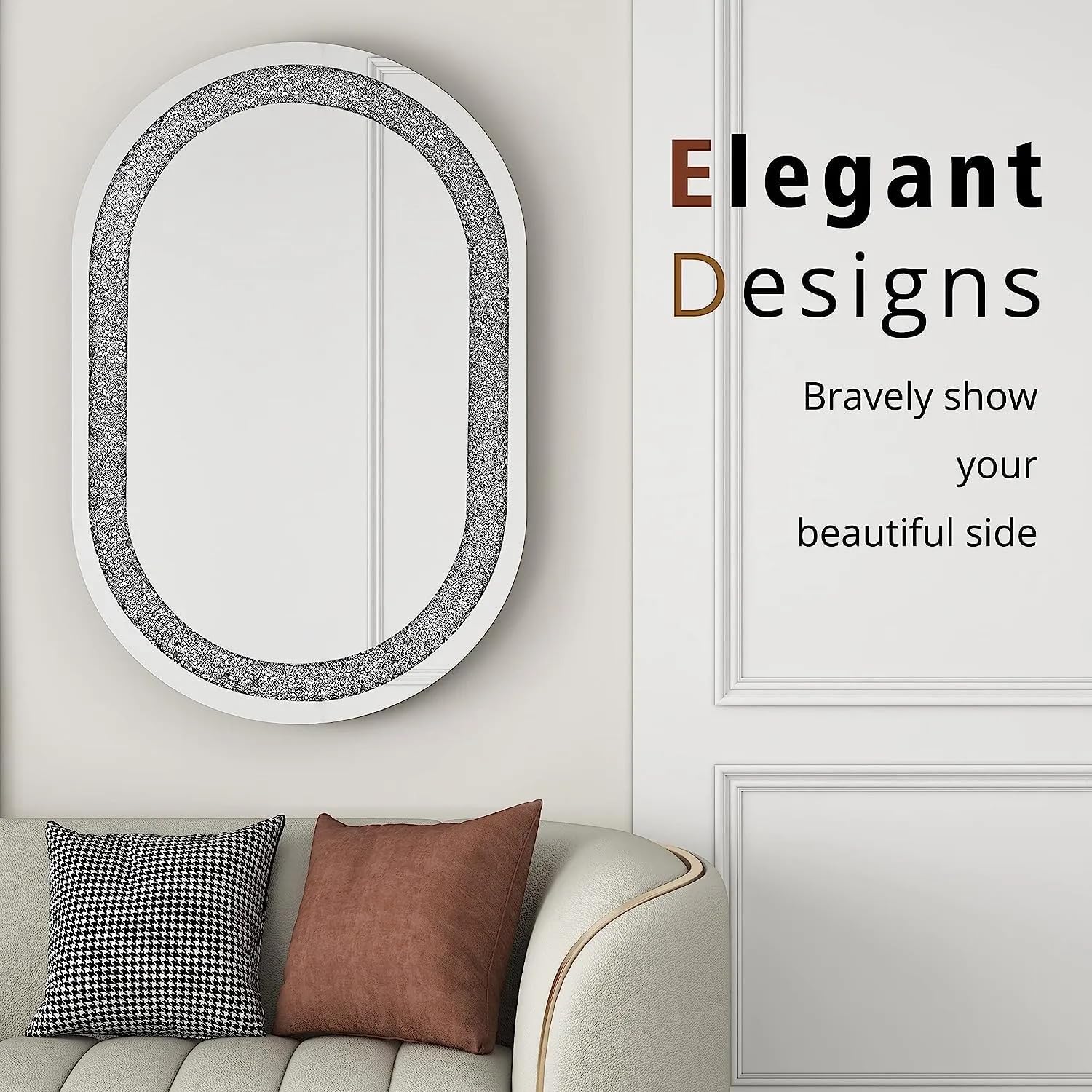 Oval Capsule Diamond Crush Crystal Mirror