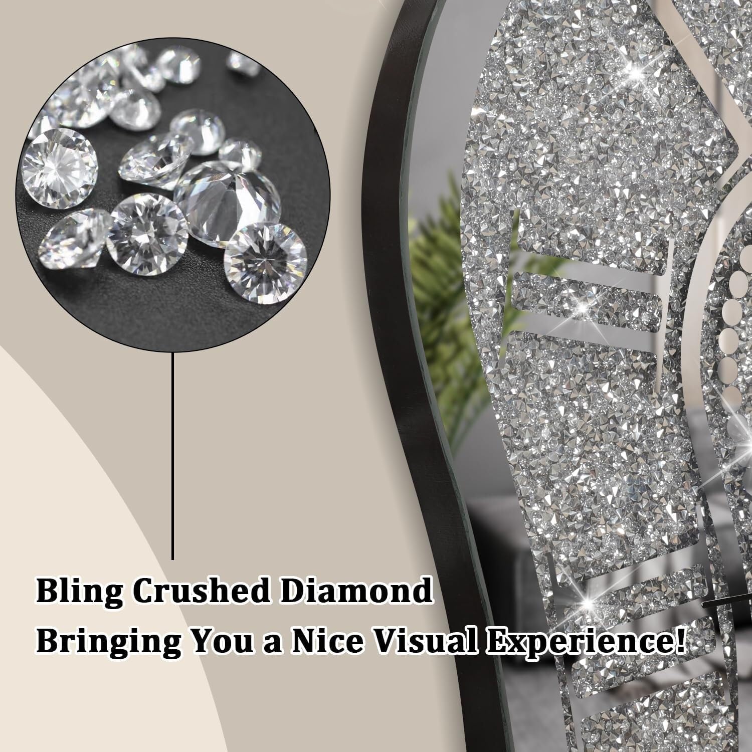 Crushed Diamond Mirrored Wall Clock