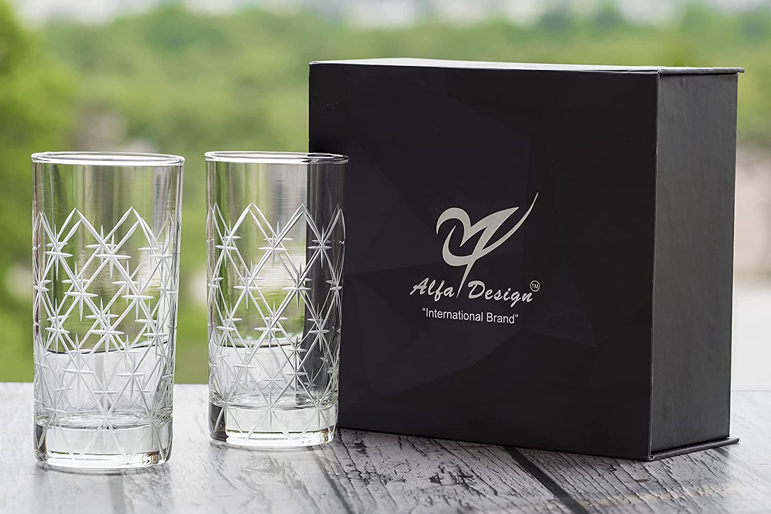 Hand Made Design Istanbul | Drink| Milk | Wine |Beer | Water & Juice Glass (Set of 2)(350 Ml) with Luxury Box