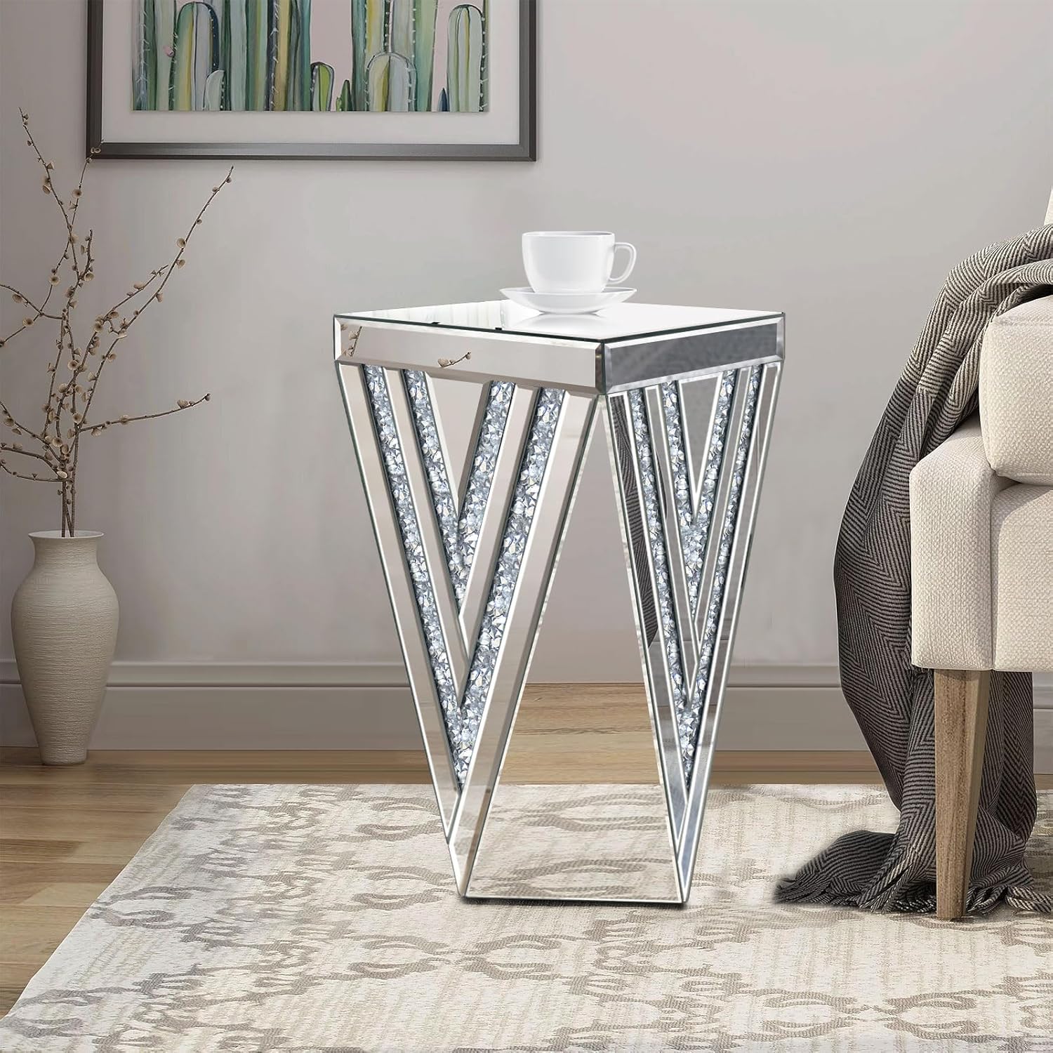 Pregaspor Silver Mirrored End Coffee Table