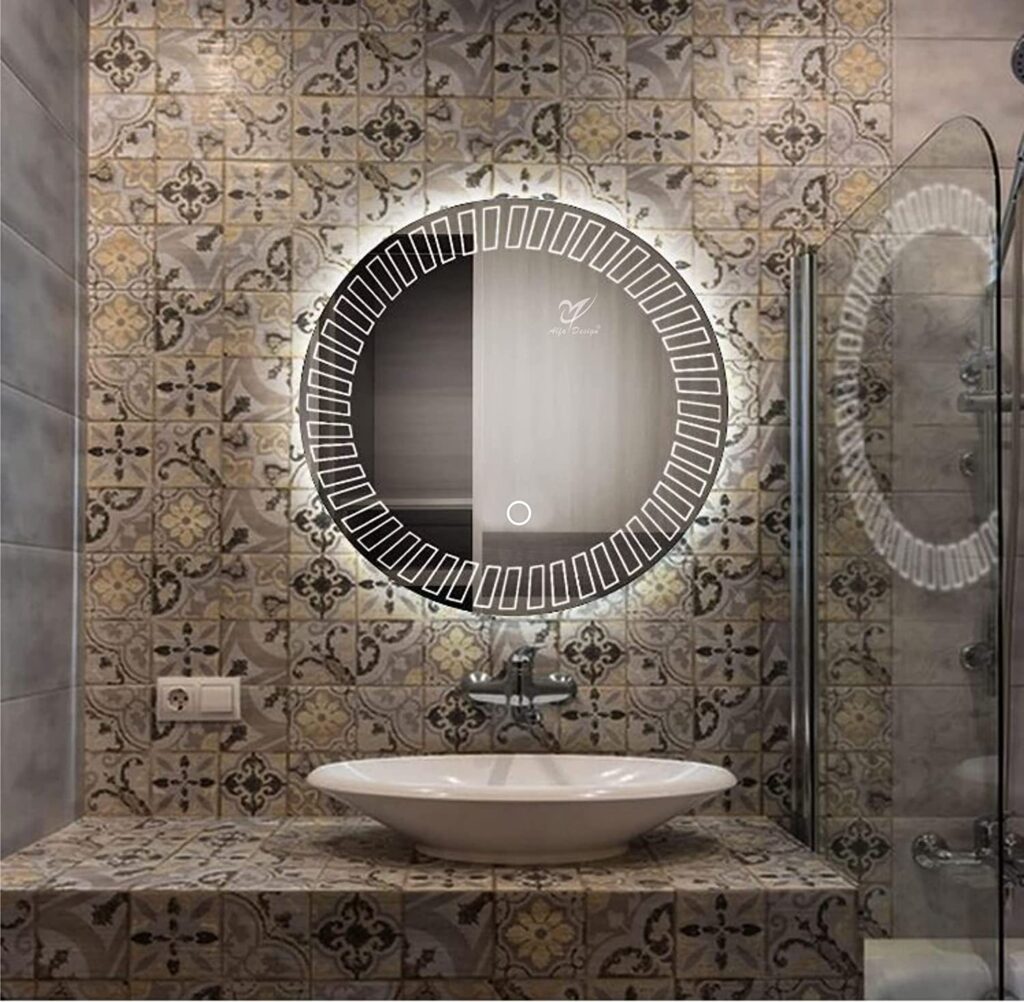 LED Round Geometry Wall Mirror Frontlite