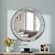 Diamond Crush Crystal Round Wall Mirror