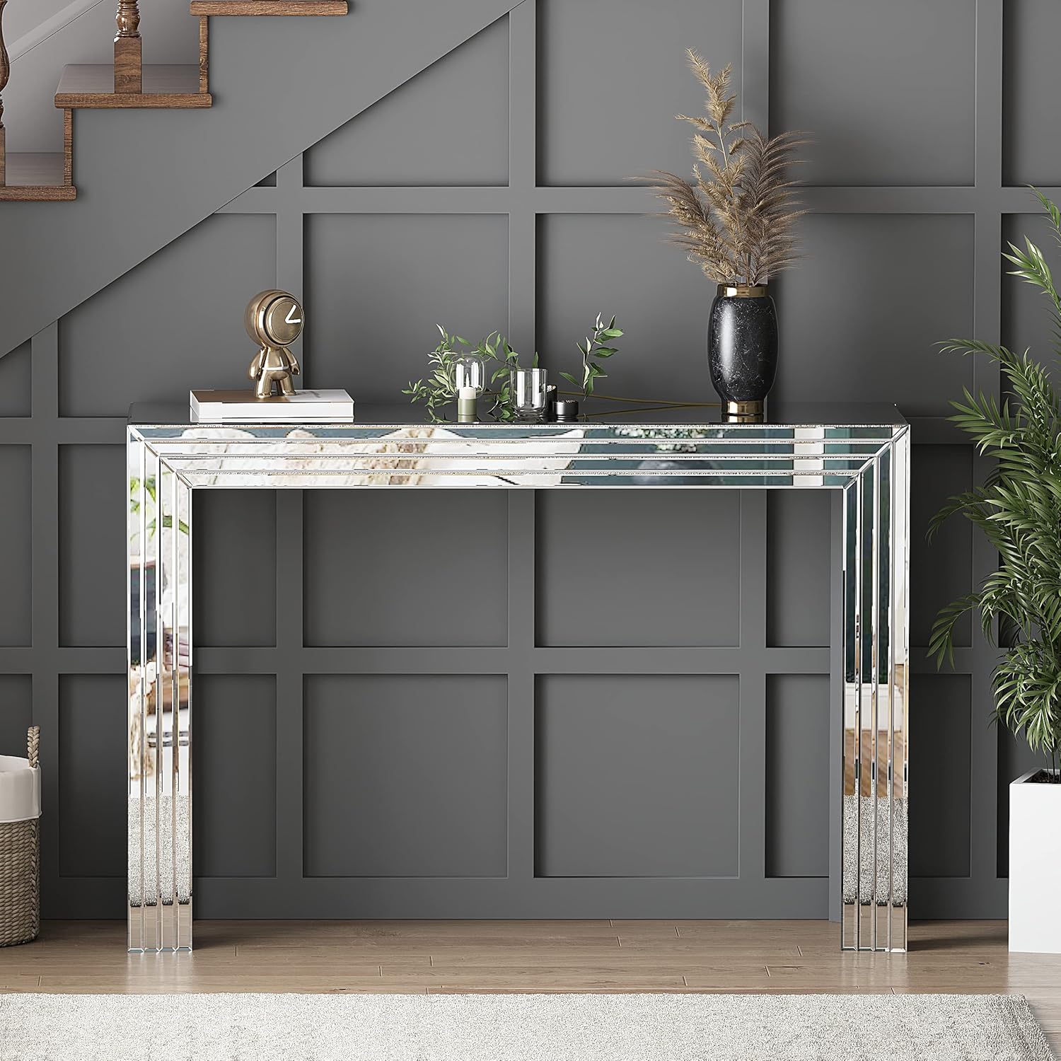 Line Design Mirror Console Table