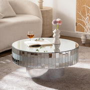 Silver Mirrored Coffee Table, 30.9" Round