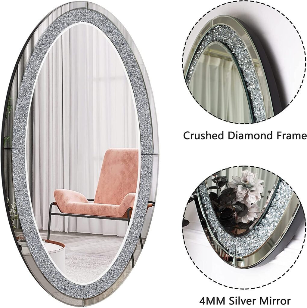 Crystal Wall Oval Mirror 36″x20″ inch