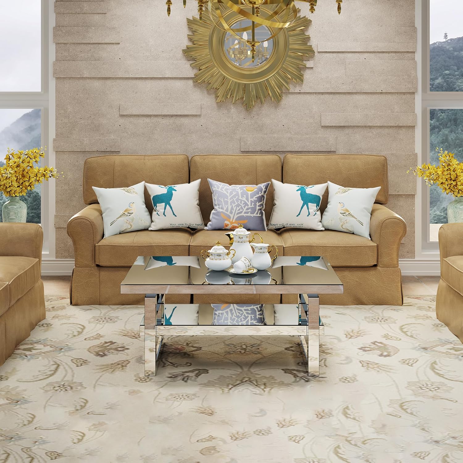 Glass Coffee Table, 39.37" Rectangle