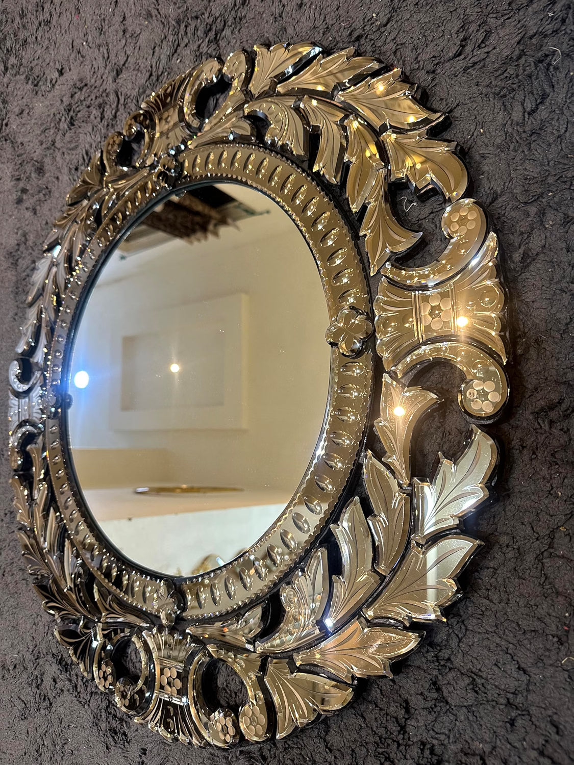 Round Venetian Antique Wall Mirror Italian Finished