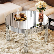 Silver Mirrored Coffee Table, 31.5" Round