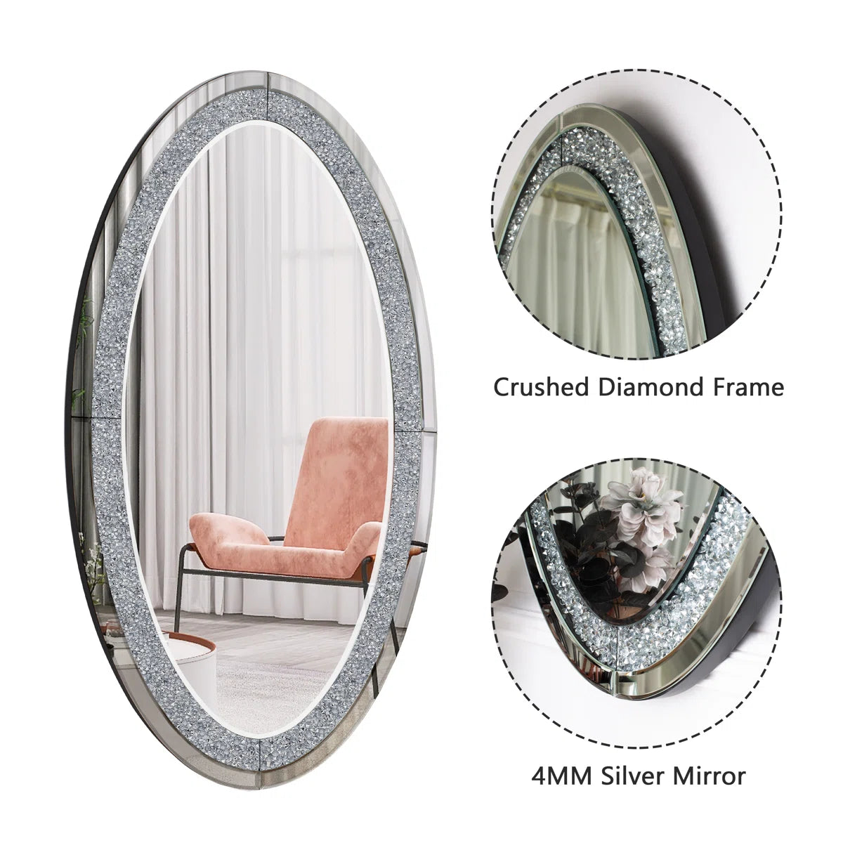 Diamond Crush Console Table and Wall Mirror Set