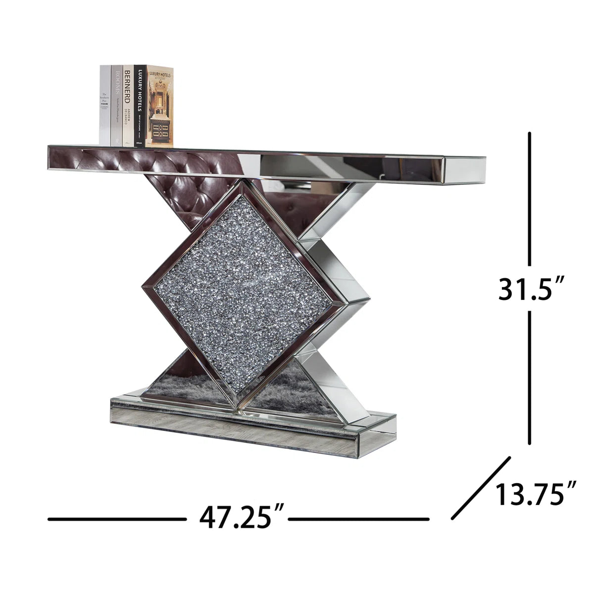 Diamond Crush Console Table and Wall Mirror Set