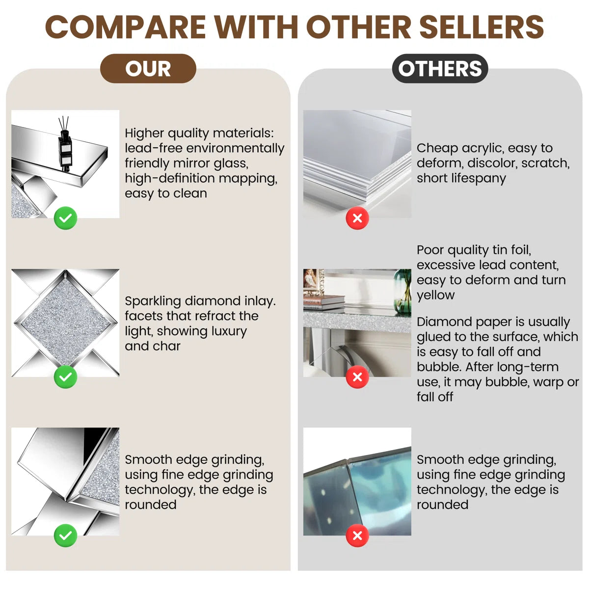 Diamond Crush Console Table and Wall Mirror Set