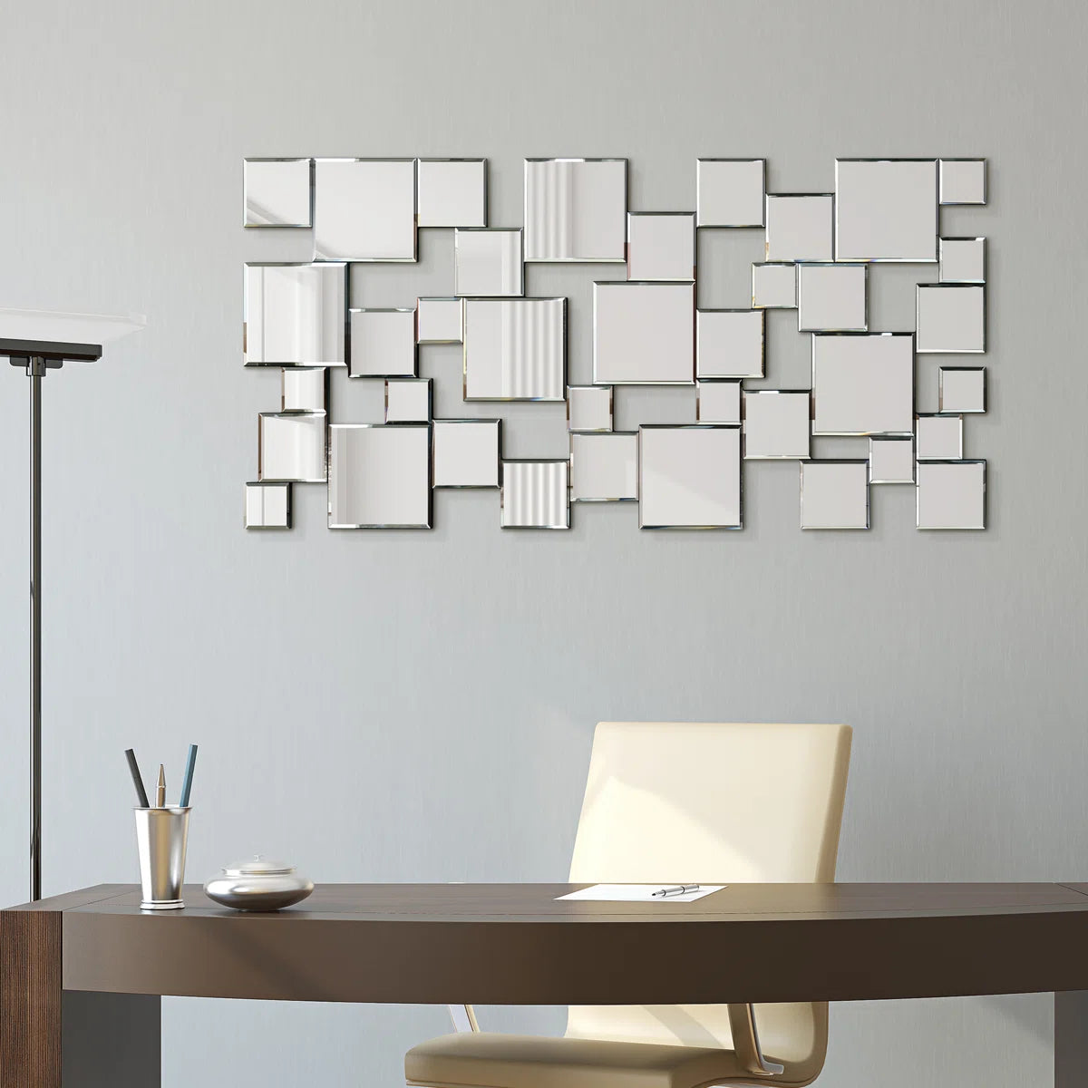 Square Bevelled Decor Mirror For Wall