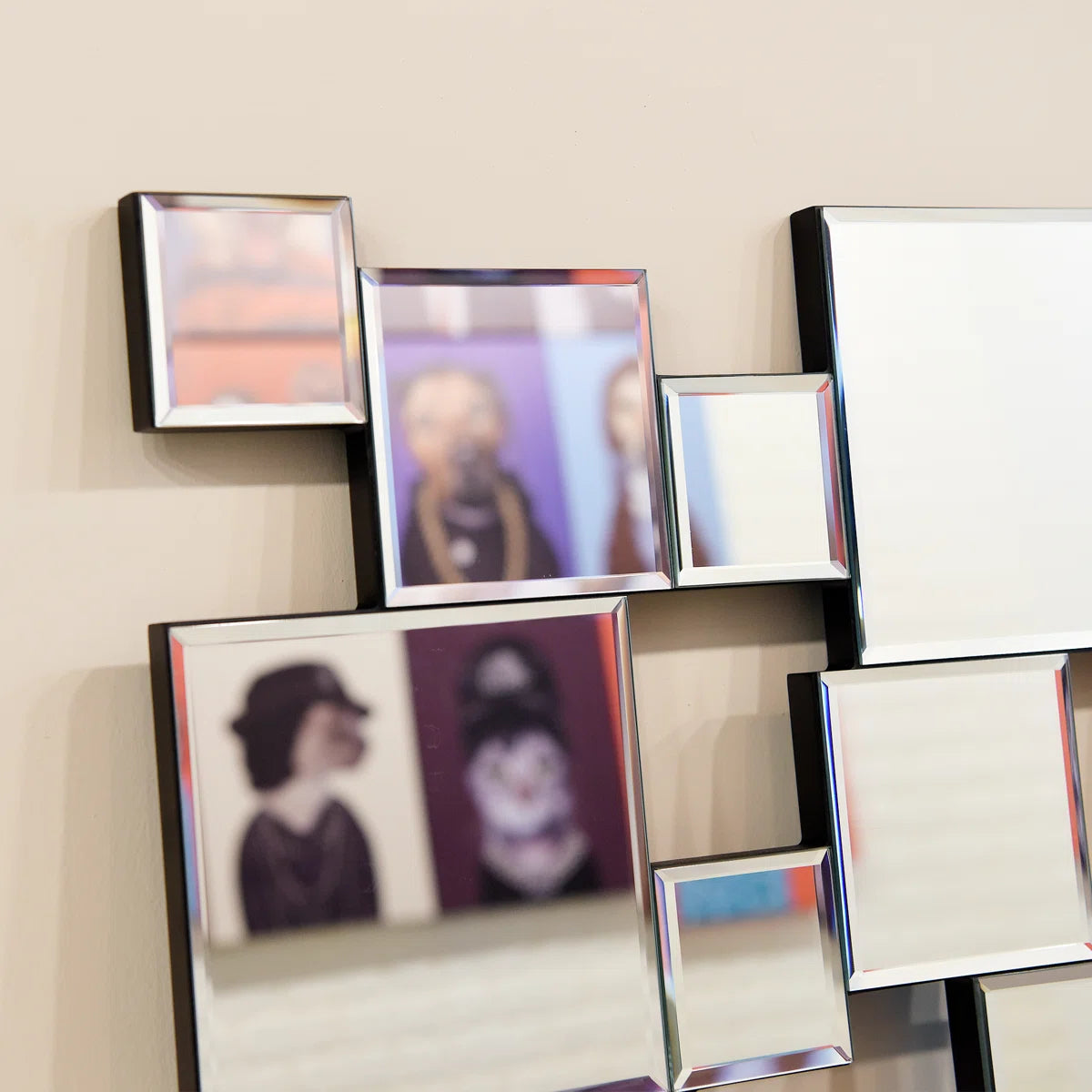 Square Bevelled Decor Mirror For Wall