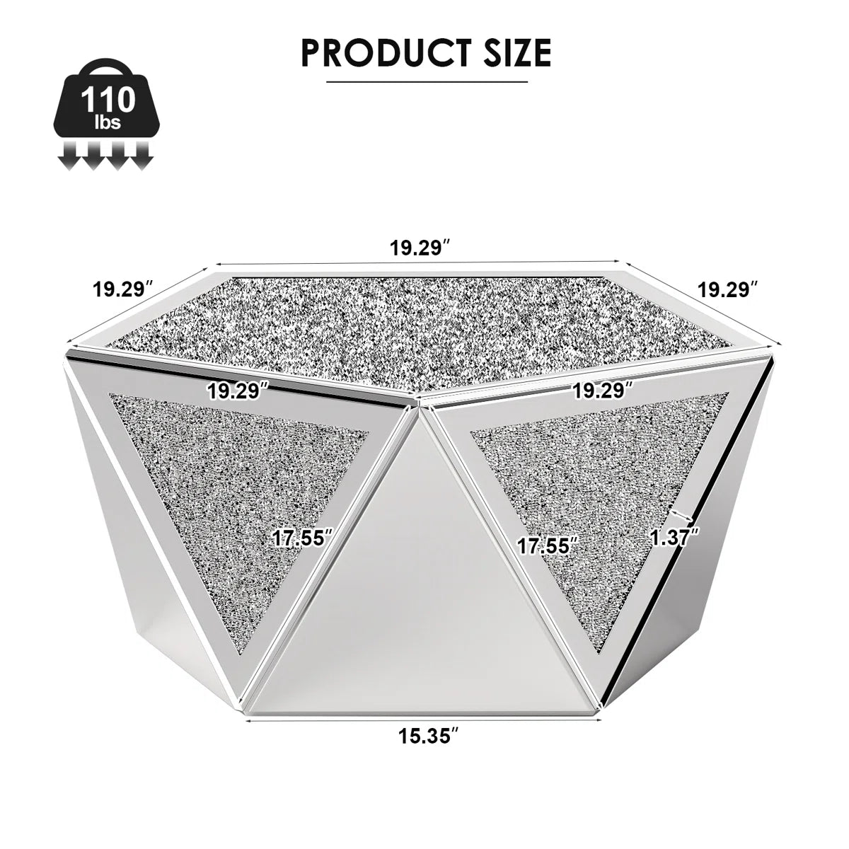 Bideford Silver Coffee Tables With Mirror Surface