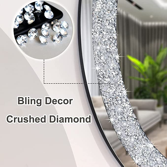 Diamond Crush Crystal Oval Frontlite Wall Mirror