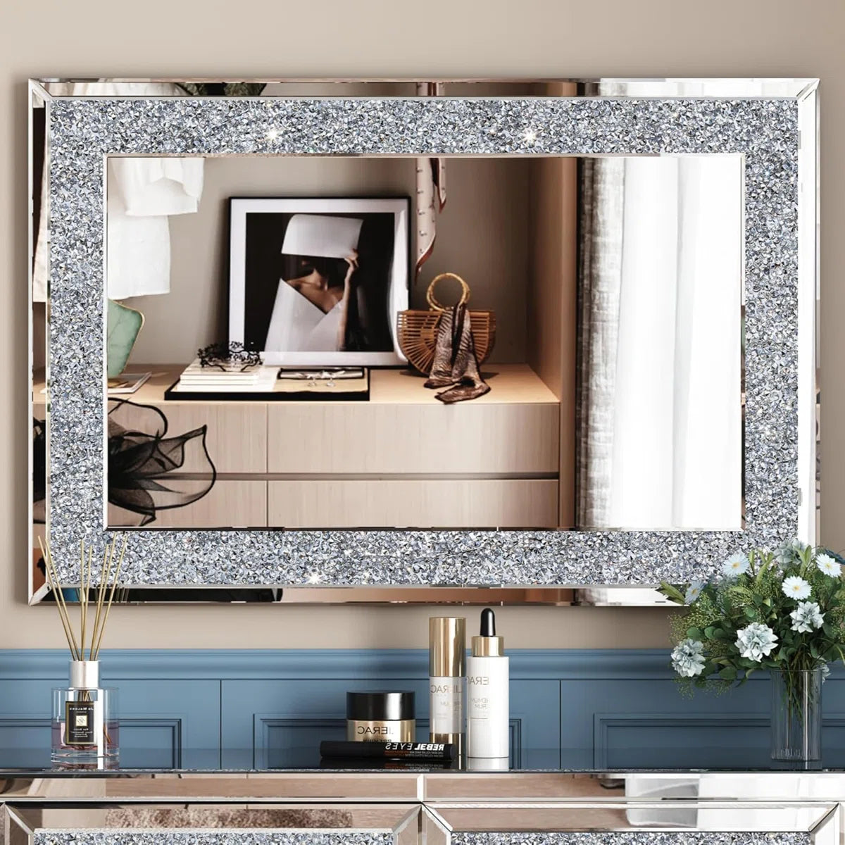 35.4" Console Table and Wall Mirror Set