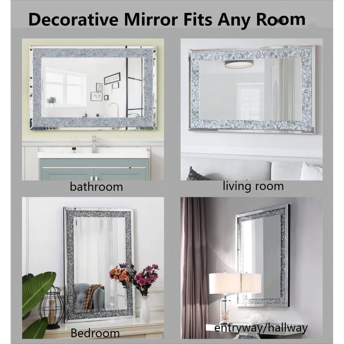 Decorative Wall Mirror With Crushed Diamond Table