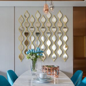 Hexagonal Wall Modern Designer Mirror Strips - Set of 9