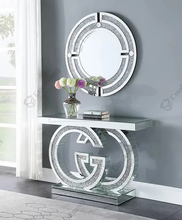 O-Shaped Base Diamond Crush Console Table