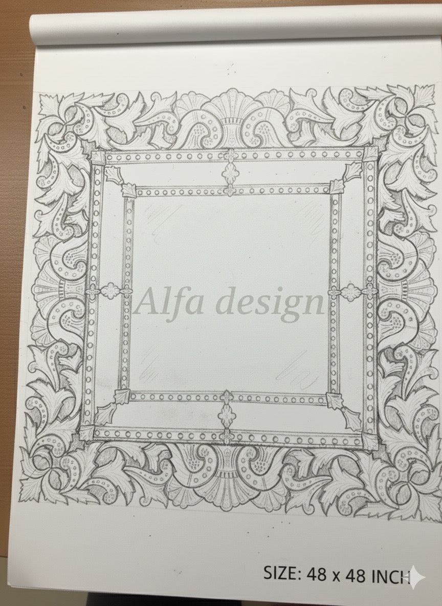 Square Antique Wall Mirror Italian Venetian-Inspired