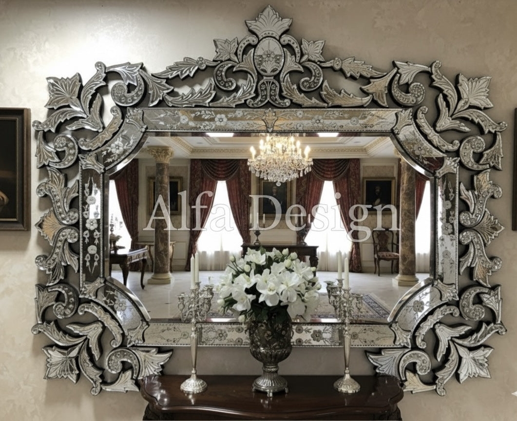 Antique Wall Mirror Italian Venetian-Inspired