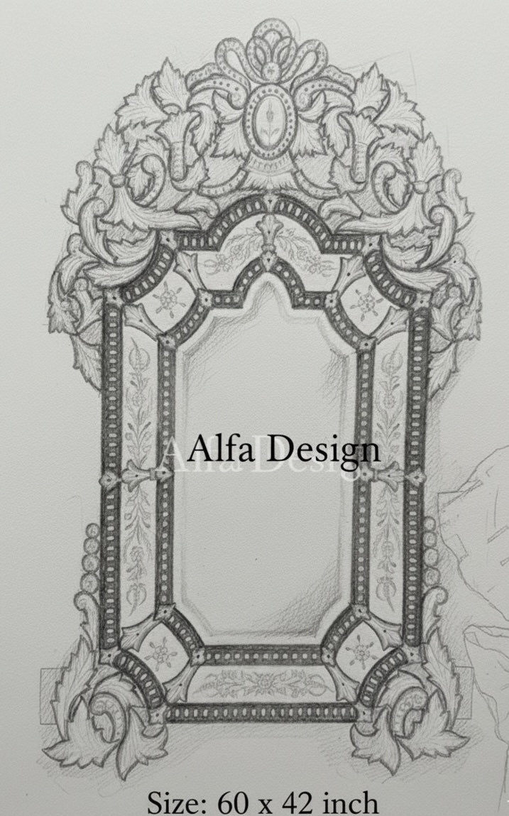 Wall Crown Mirror Venetian Mirror  60"x36"inch