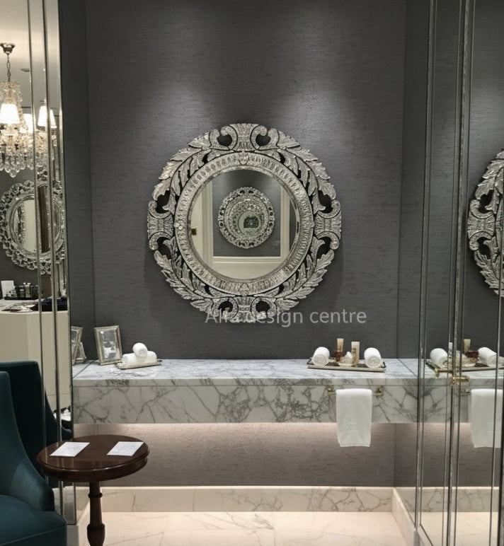 Round Venetian Antique Wall Mirror Italian Finished