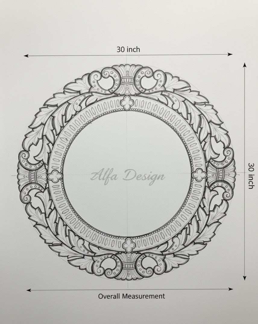 Round Venetian Antique Wall Mirror Italian Finished
