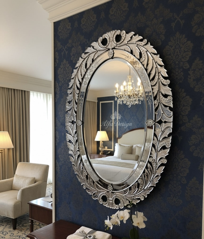 Oval Venetian Antique Wall Mirror Italian Finished