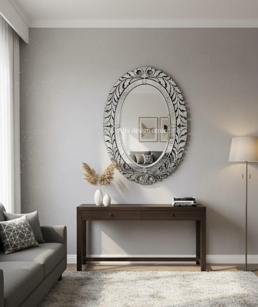 Oval Venetian Antique Wall Mirror Italian Finished