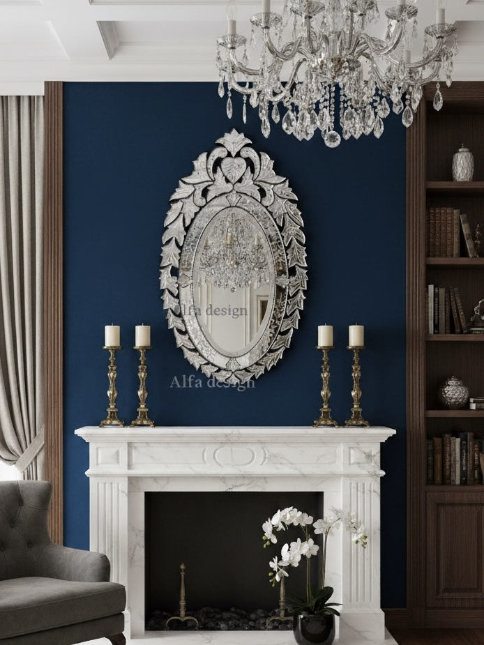 Wall Mirror Venetian-Inspired Oval-Shaped