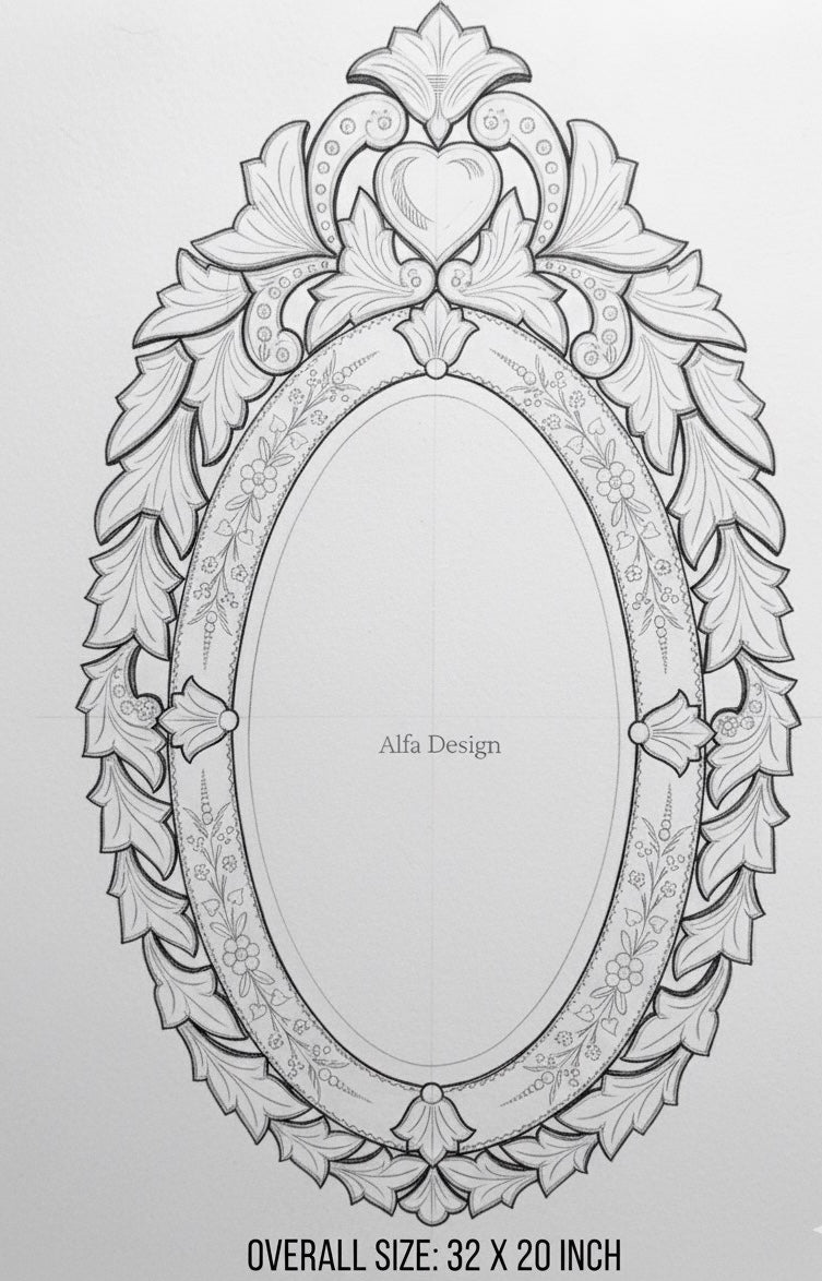 Wall Mirror Venetian-Inspired Oval-Shaped