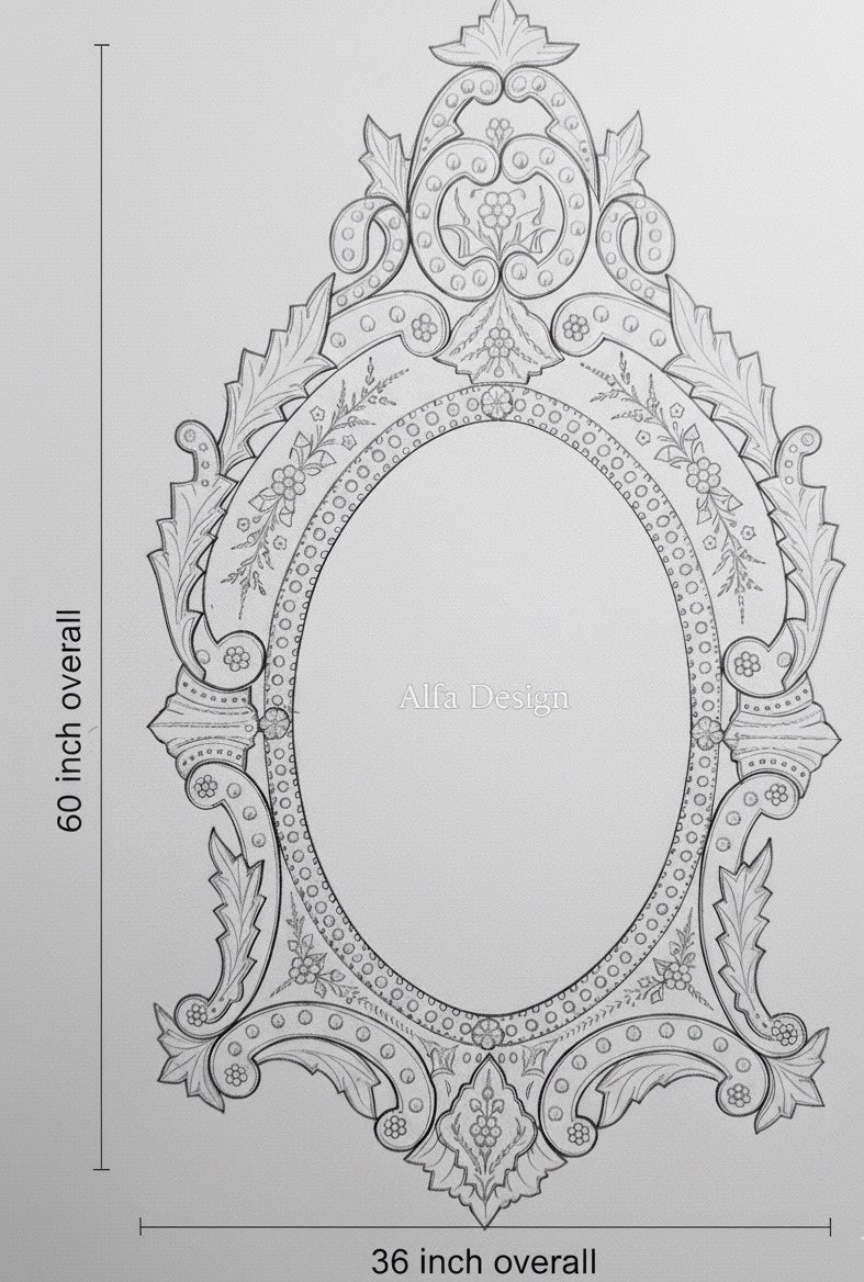 Venetian Antique Wall Mirror Italian Finished