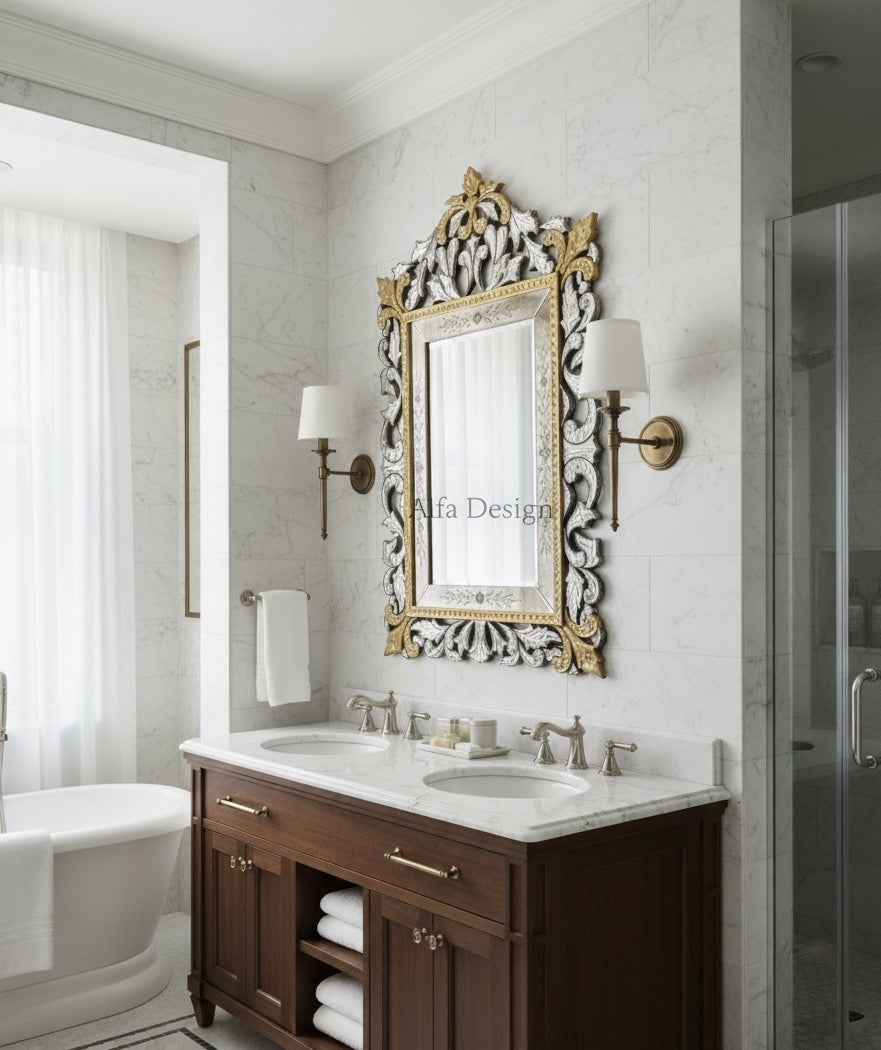 Antique Wall Mirror Italian Venetian-Inspired