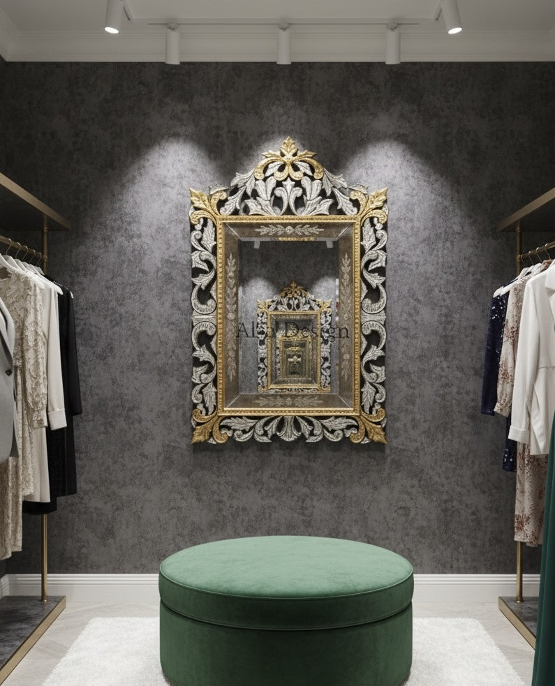 Antique Wall Mirror Italian Venetian-Inspired