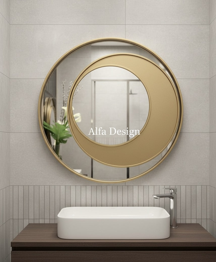 Wood Round Bathroom Mirror